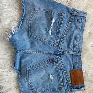 distressed custom LEVI’S jean shorts